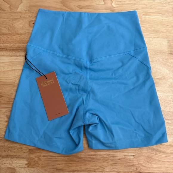 Girlfriend Collective Aspen High Rise Run Short Blue - Picture 2 of 2